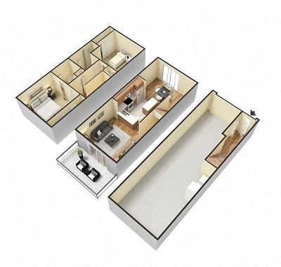 Floor plan for 2 beds, 2 baths, 910 sqft